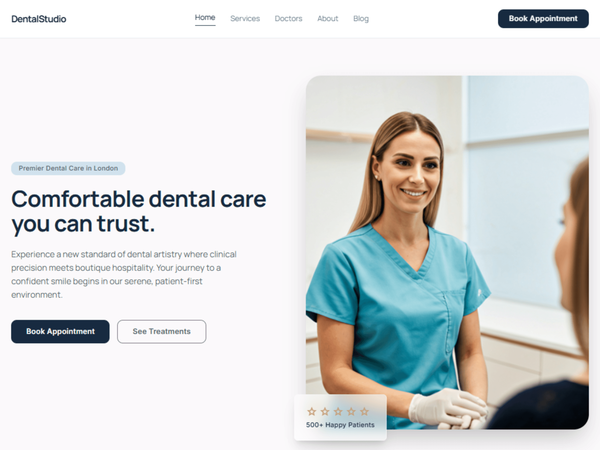 Dental Template product interface showing clinic interface