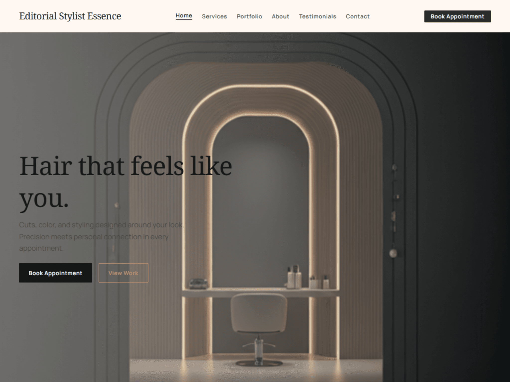 Salon Template product interface showing salon interface