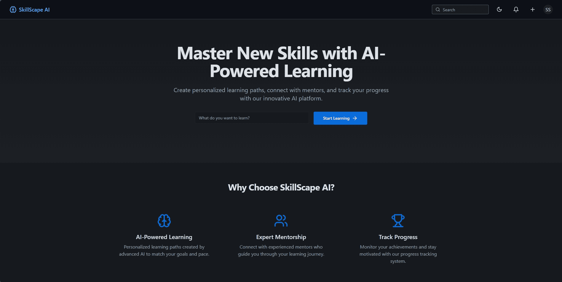 Skill Scape AI product interface showing learning paths