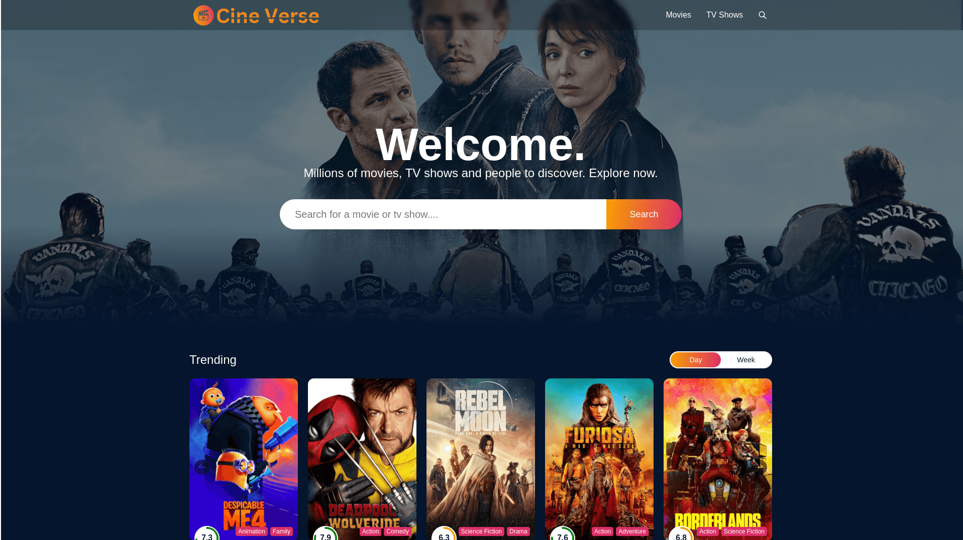 Cine Verse movie discovery grid and poster artwork